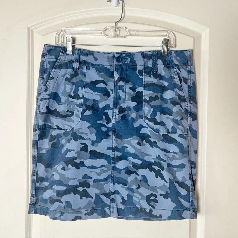 7 For All Mankind Blue Camo Cargo Mini Skirt Sz 12 Y2K Streetwear Utility Gorp